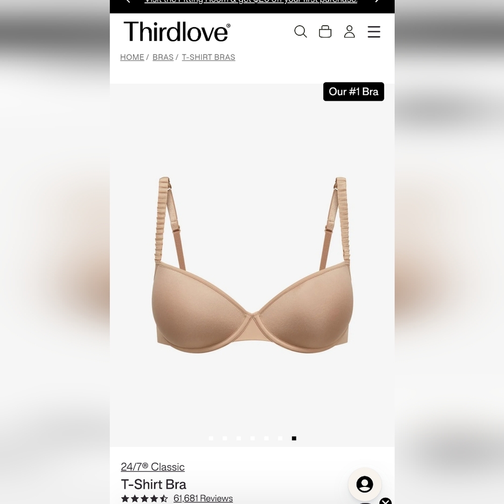 ThirdLove 24/7 Classic T Shirt Bra Taupe 34B